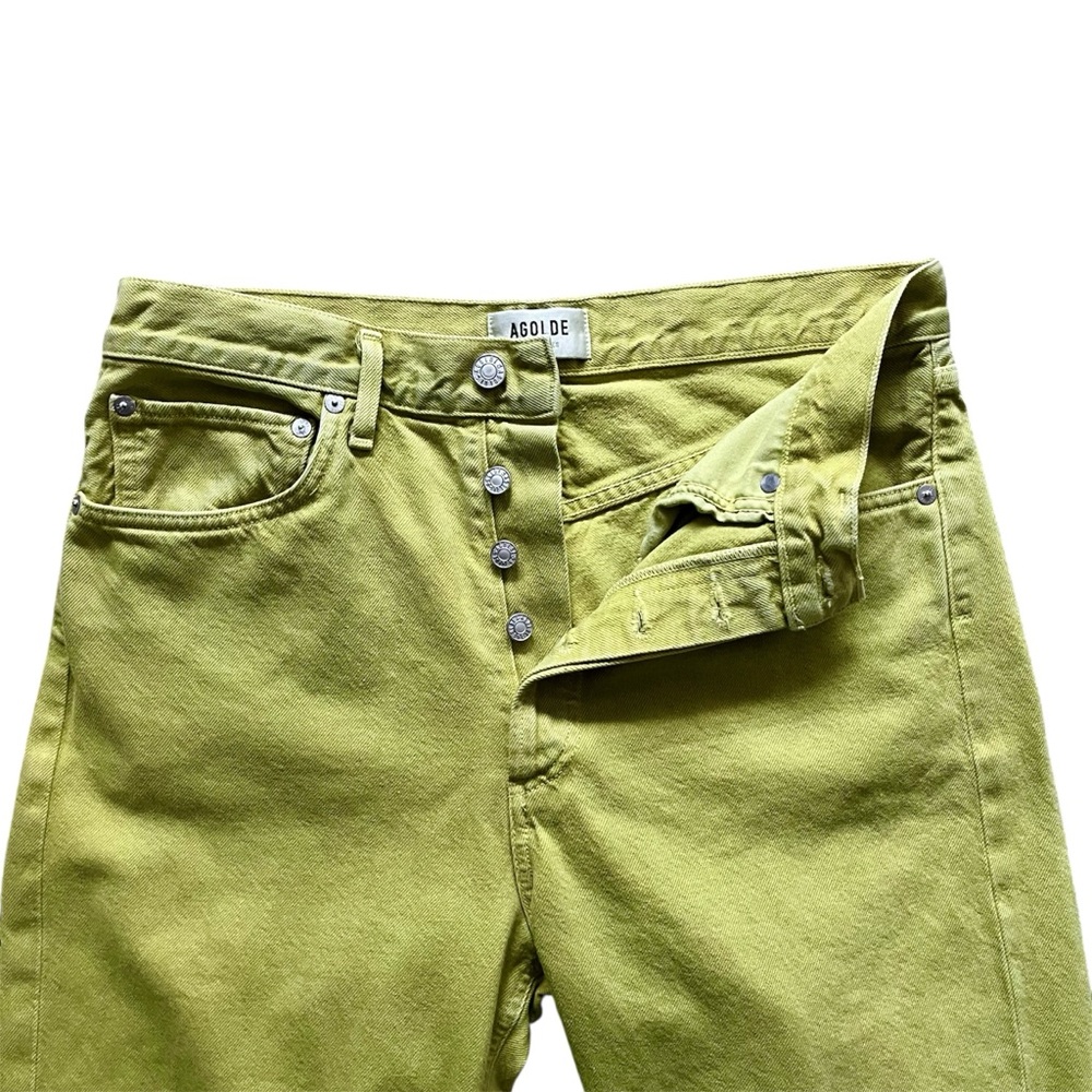 Agolde 90s Jeans Matcha Green Loose Fit Button Fly Straight Leg High Rise Sz 28 - Picture 6 of 16